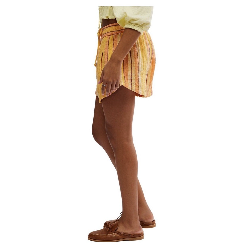 Free People Kalli Board Shorts Women's Size M Yellow Combo Cotton Drawstring NWT - Picture 9 of 10